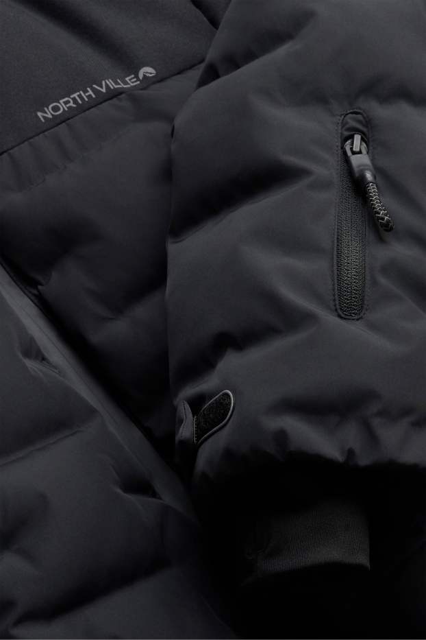 Enfants garçons - Veste de ski avec capuche - doublée - finition déperlante - noir