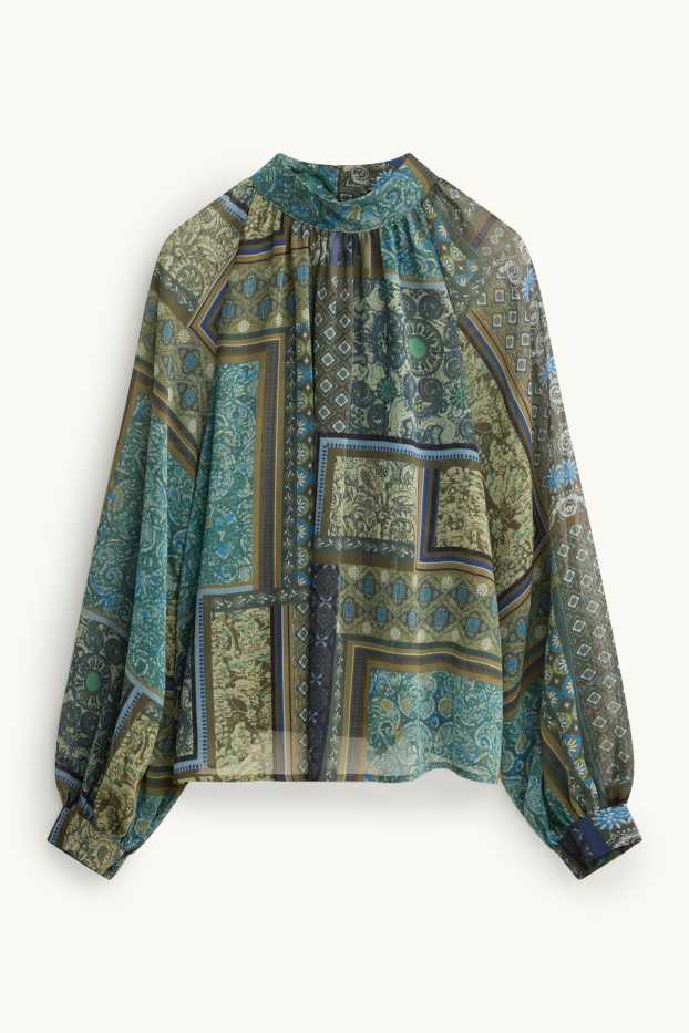 Dona - Brusa de xifó - estampada - verd fosc