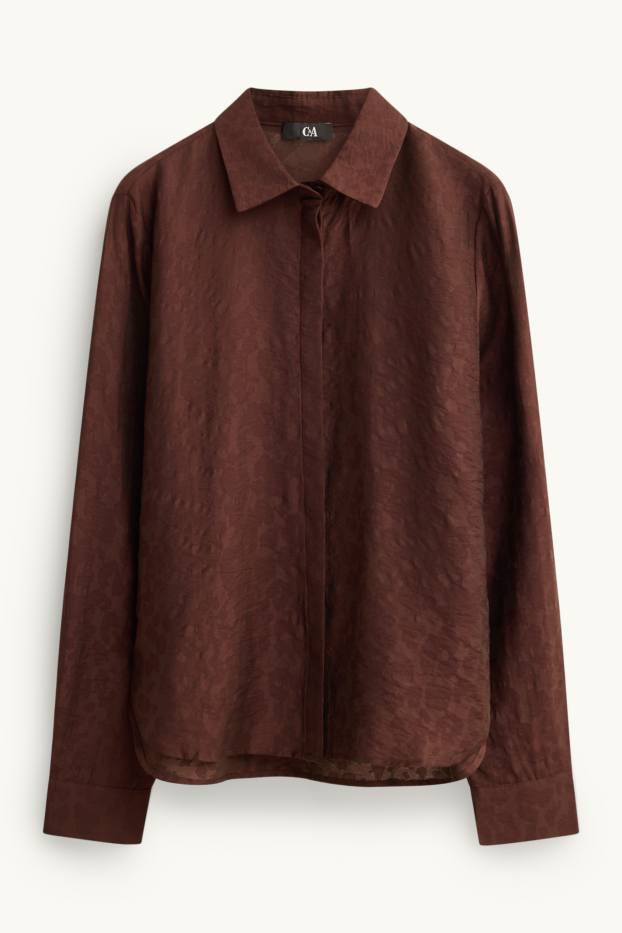 Dona - Brusa camisera - marró fosc
