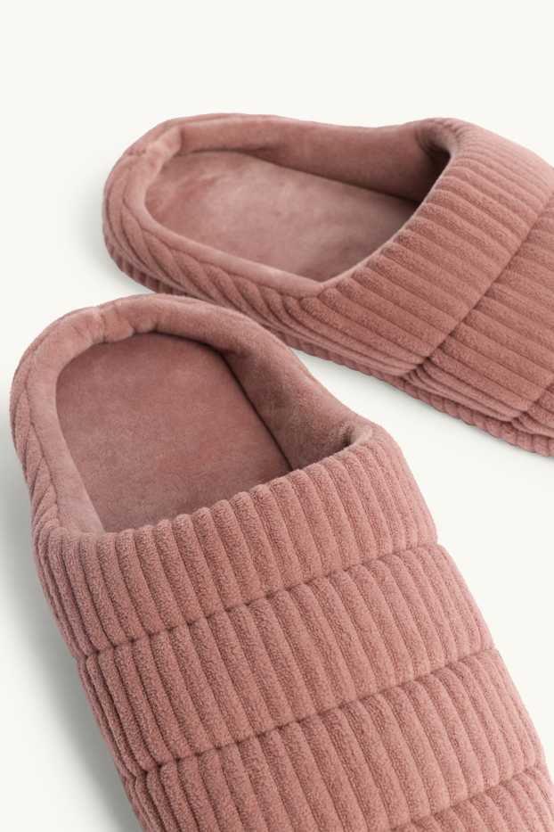 Donna - Pantofole in velluto a coste - corallo
