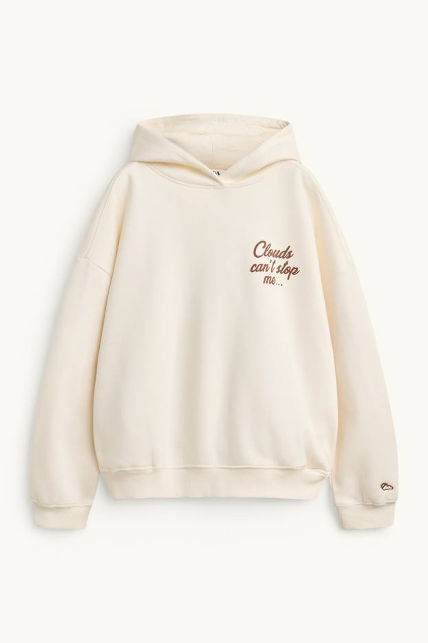 Dames - Oversized hoodie - crème wit