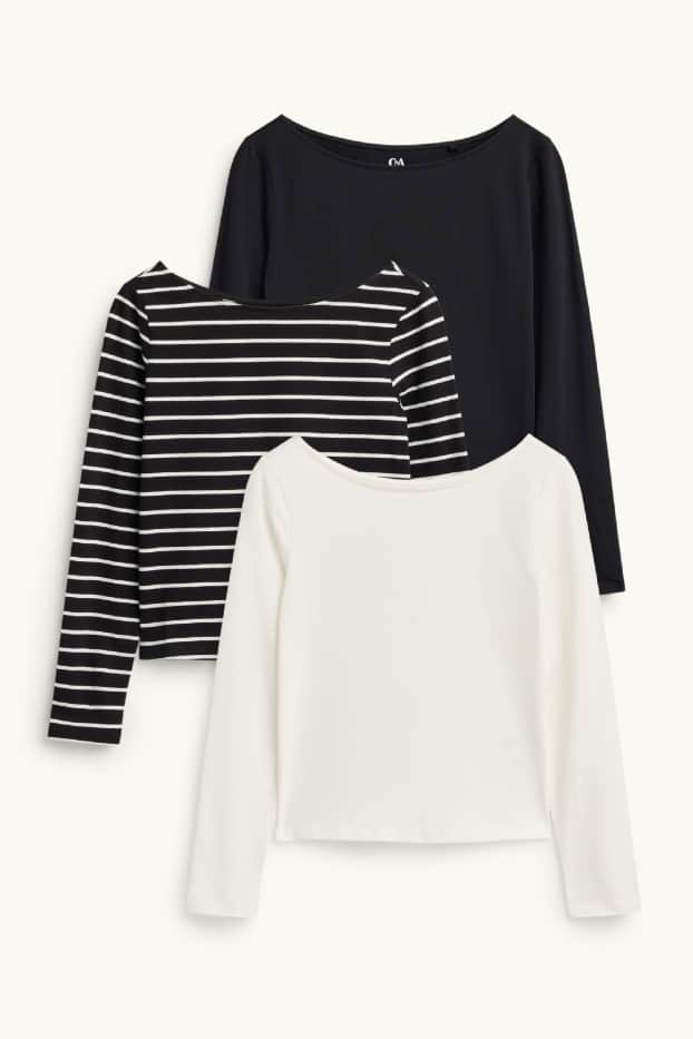 Children Girls - Multipack of 3 - long sleeve top - black / white