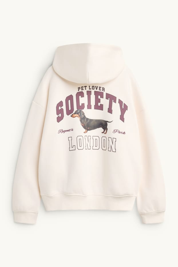 Femmes - Sweat à capuche Oversize - blanc crème
