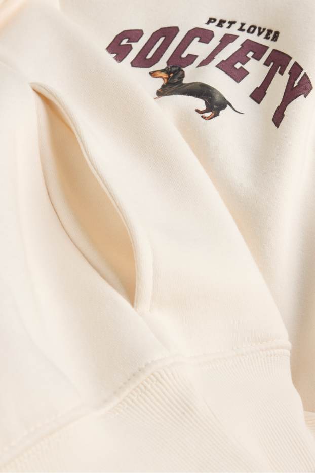 Femmes - Sweat à capuche Oversize - blanc crème
