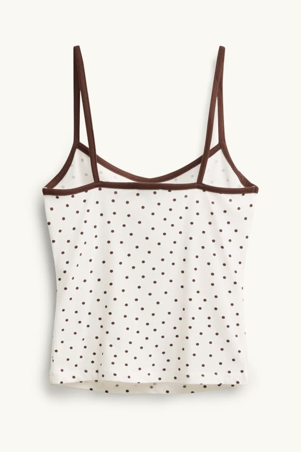 Femei - Top crop - cu buline - maro / alb-crem
