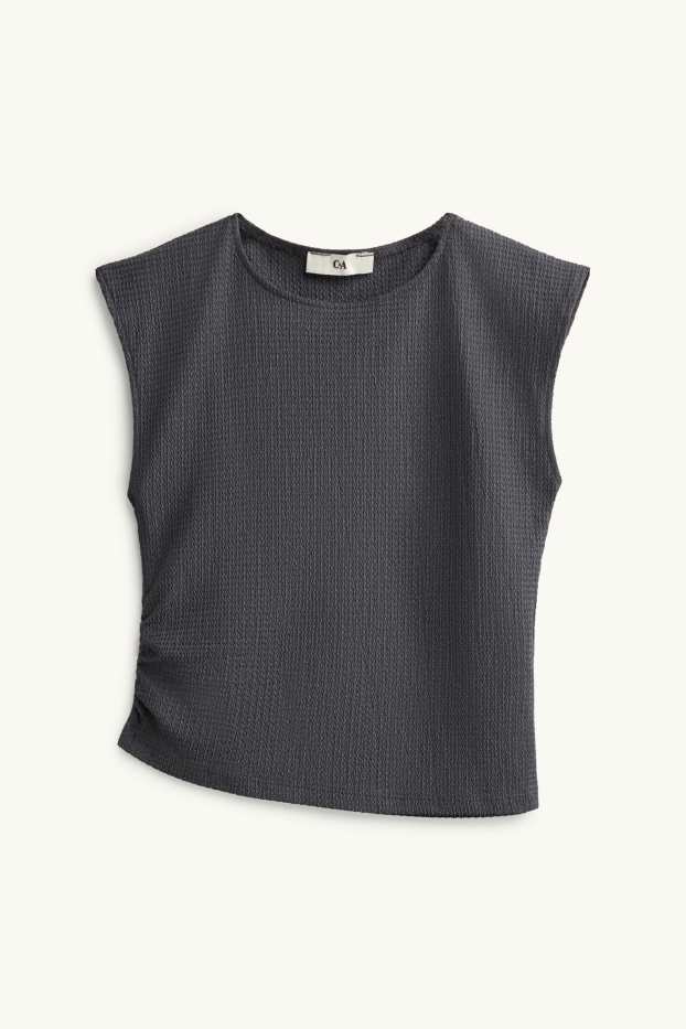 Enfants filles - Ensemble - haut et pantalon en jersey - 2 pièces - finition texturée - gris foncé