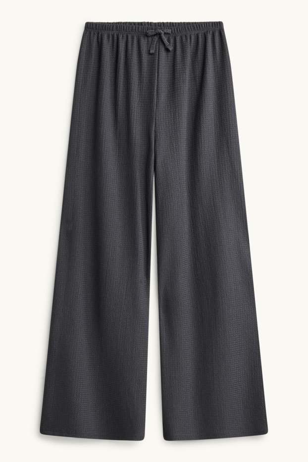 Enfants filles - Ensemble - haut et pantalon en jersey - 2 pièces - finition texturée - gris foncé