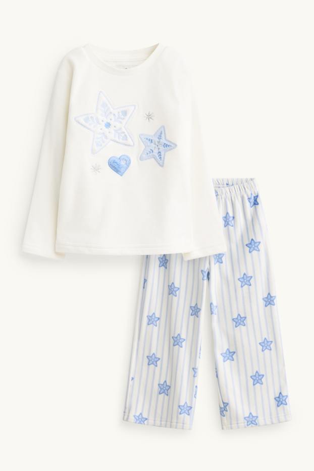 Children Girls - Star and heart - pyjamas - 2 piece - blue / white