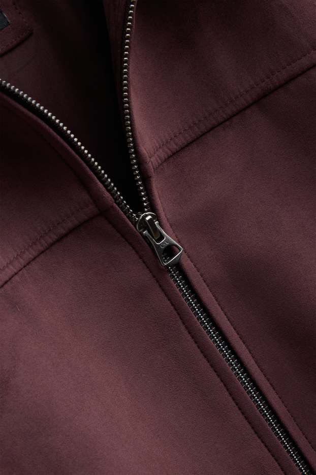 Hommes - Blouson - faux suède - bordeaux