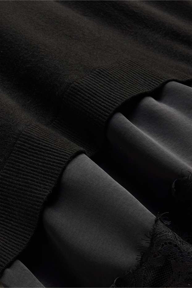 Femmes - Robe en maille - look 2-en-1 - noir