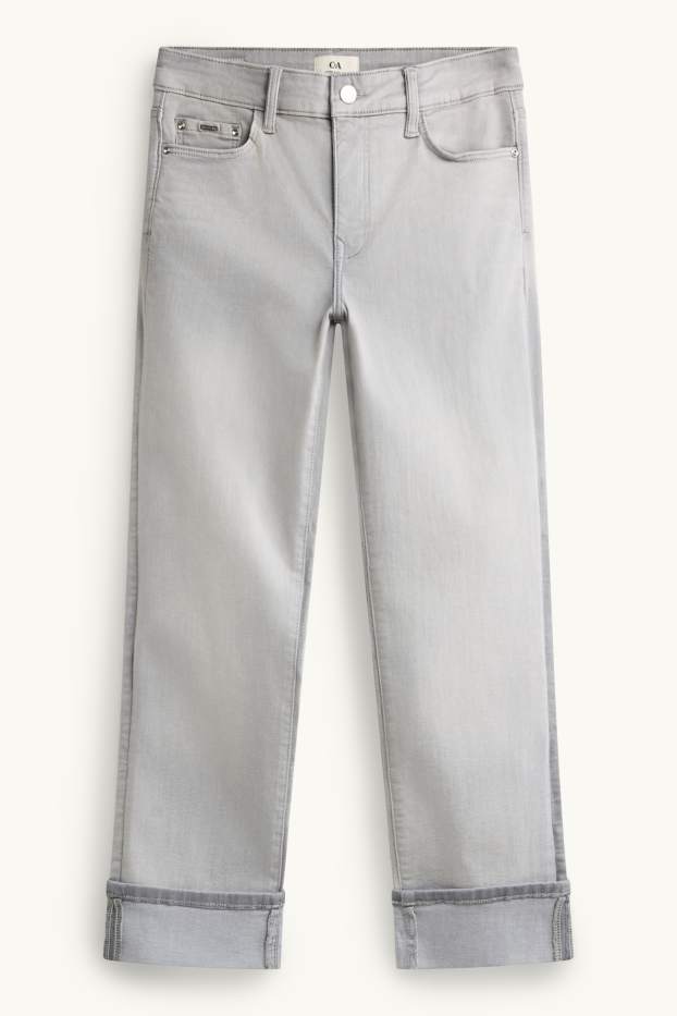 Damen - Crop Straight Jeans - Mid Waist - LYCRA® - helljeansgrau