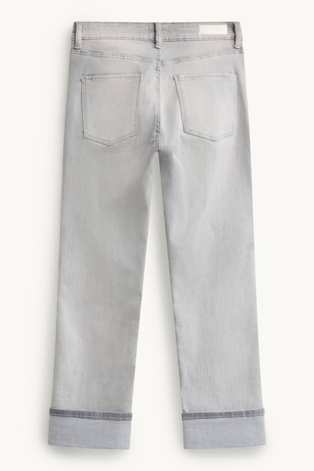 Damen - Crop Straight Jeans - Mid Waist - LYCRA® - helljeansgrau