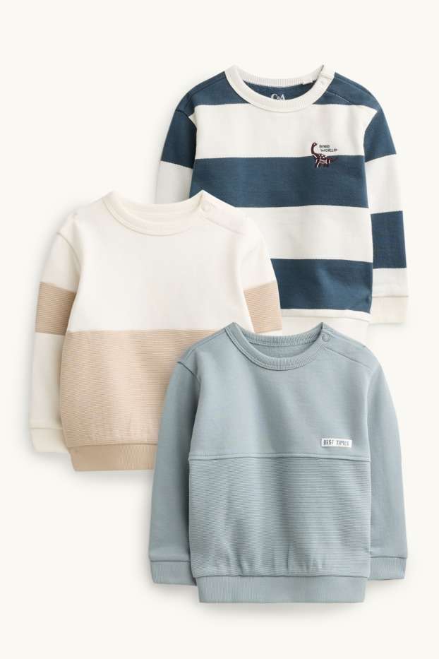 Baby Boys - Multipack of 3 - dino - baby sweatshirt - white / beige