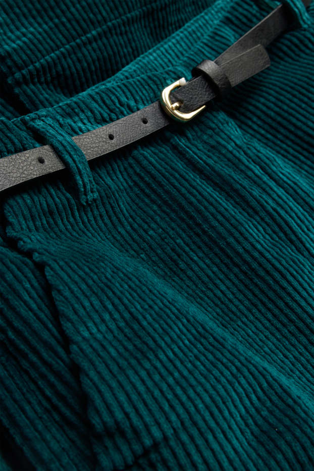 Enfants filles - Pantalon en velours côtelé avec ceinture - bleu pétrole