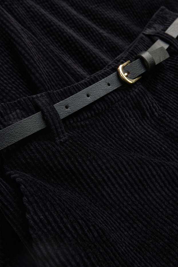 Kinder Mädchen - Cordhose mit Gürtel - schwarz