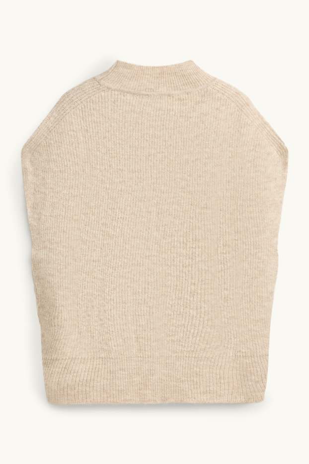 Damen - Pullunder - gerippt - hellbeige