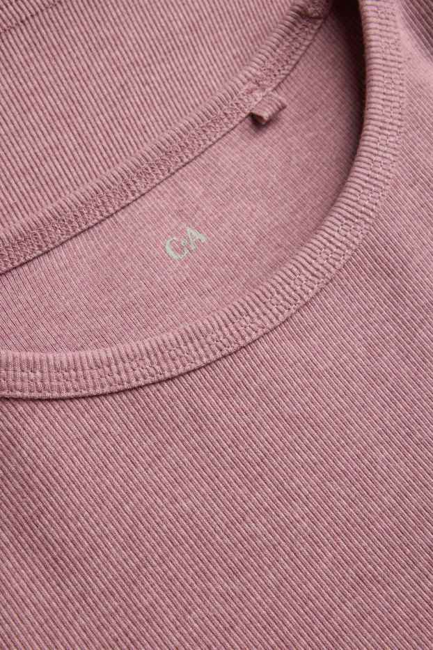 Femmes - Haut à manches longues - slim fit - finition côtelée - rose tendre
