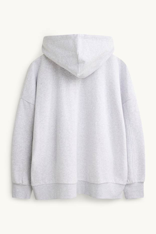 Damen - Sweatjacke mit Kapuze - hellgrau-melange