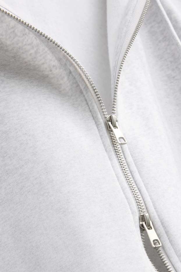 Damen - Sweatjacke mit Kapuze - hellgrau-melange