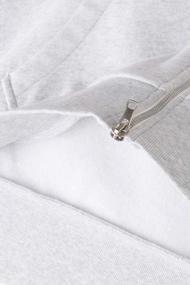 Damen - Sweatjacke mit Kapuze - hellgrau-melange