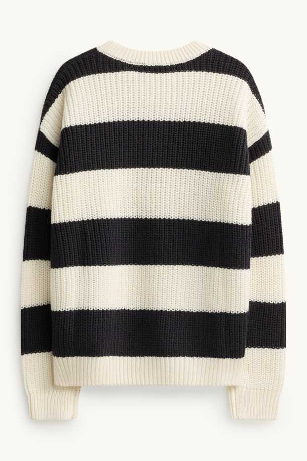 Enfants filles - Pull - à rayures - noir / blanc
