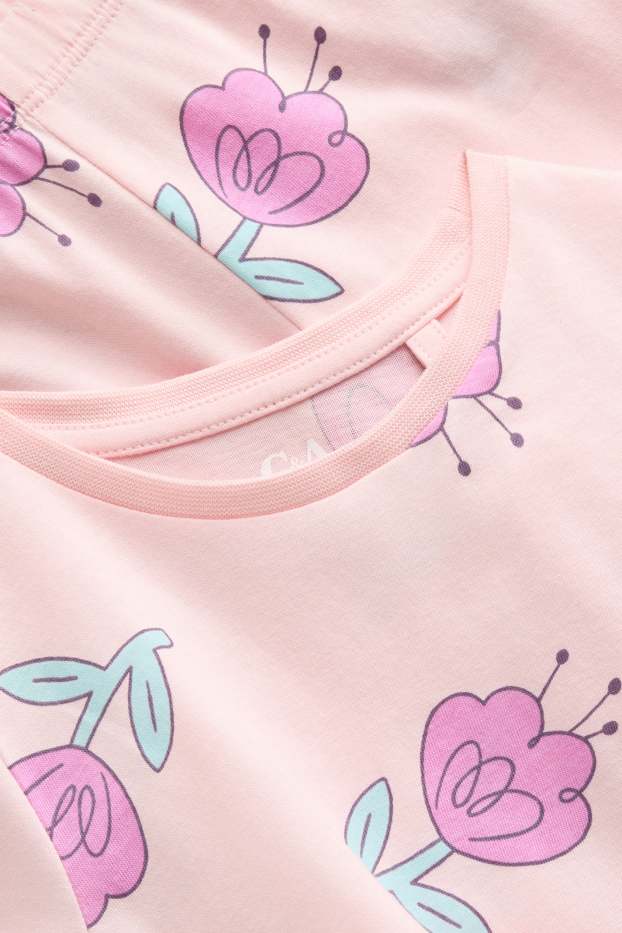 Bambine - Fiore - pigiama - 2 pezzi - chiarorosa