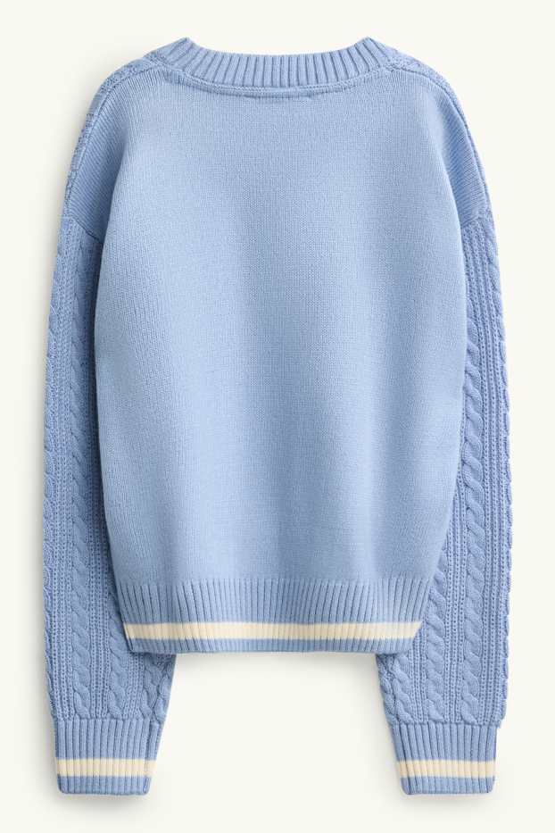 Bambine - Boston - maglione - motivo a treccia - azzurro