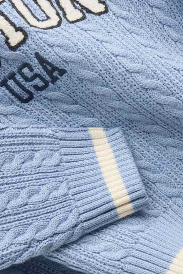 Bambine - Boston - maglione - motivo a treccia - azzurro