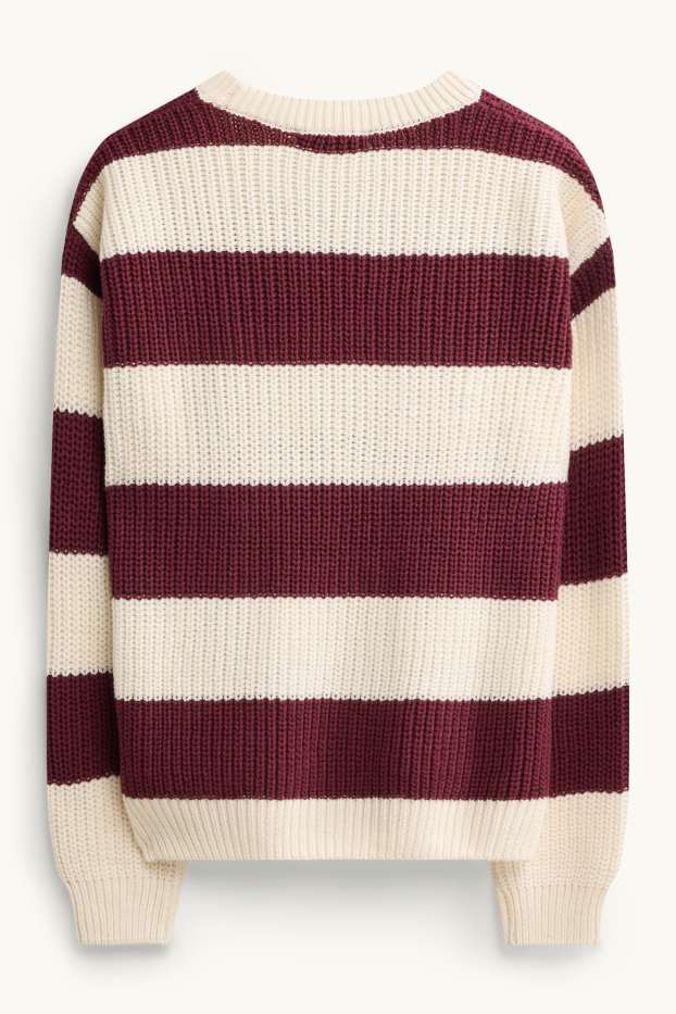 Enfants filles - Pull - à rayures - blanc / rouge foncé