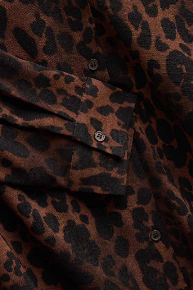 Damen - Bluse - Leo-Print - dunkelbraun