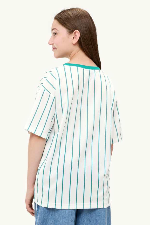 Copii - Fete - Miami Dolphins - tricou cu mânecă scurtă - cu dungi - alb / turcoaz