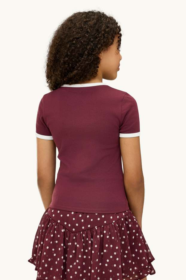 Kinder Mädchen - Kurzarmshirt - dunkelrot