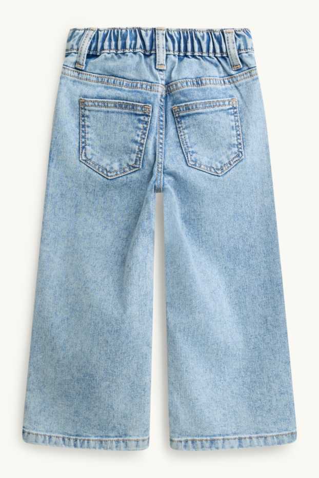 Enfants filles - Nœud et fleur - wide leg jean - LYCRA® - jean bleu