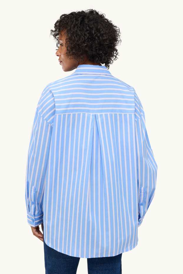 Damen - Hemdbluse - gestreift - blau