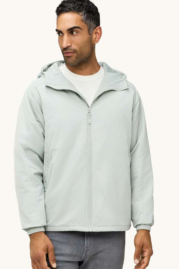 Herren - Jacke mit Kapuze - wasserabweisend - grau