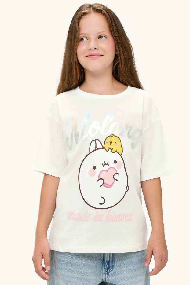 Enfants filles - Molang - T-shirt - effet brillant - blanc