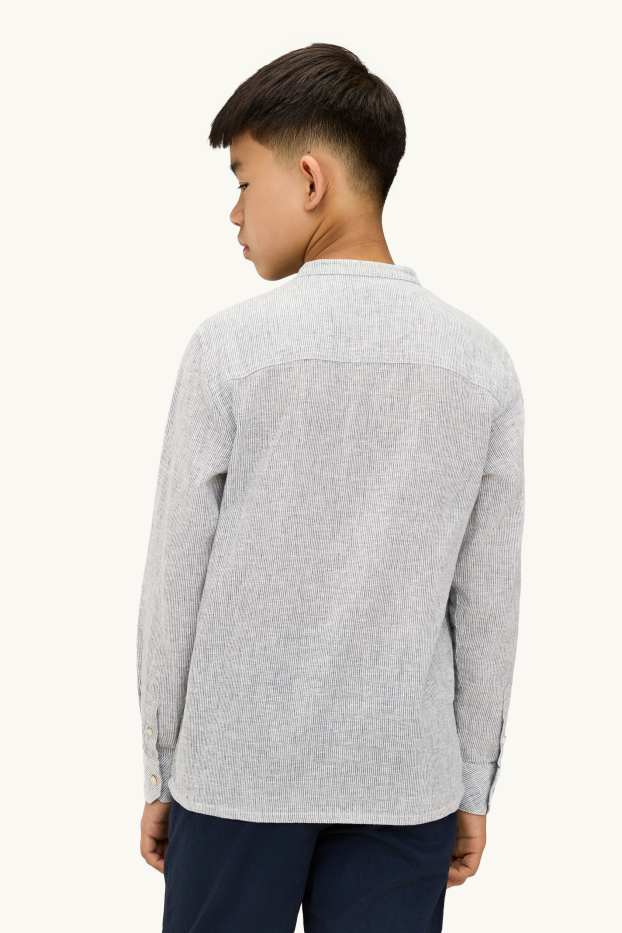 Bambini - Camicia - misto lino - a righe - grigio chiaro