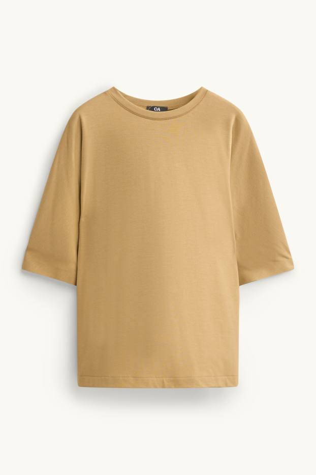 Damen - T-Shirt - Relaxed Fit - hellbraun