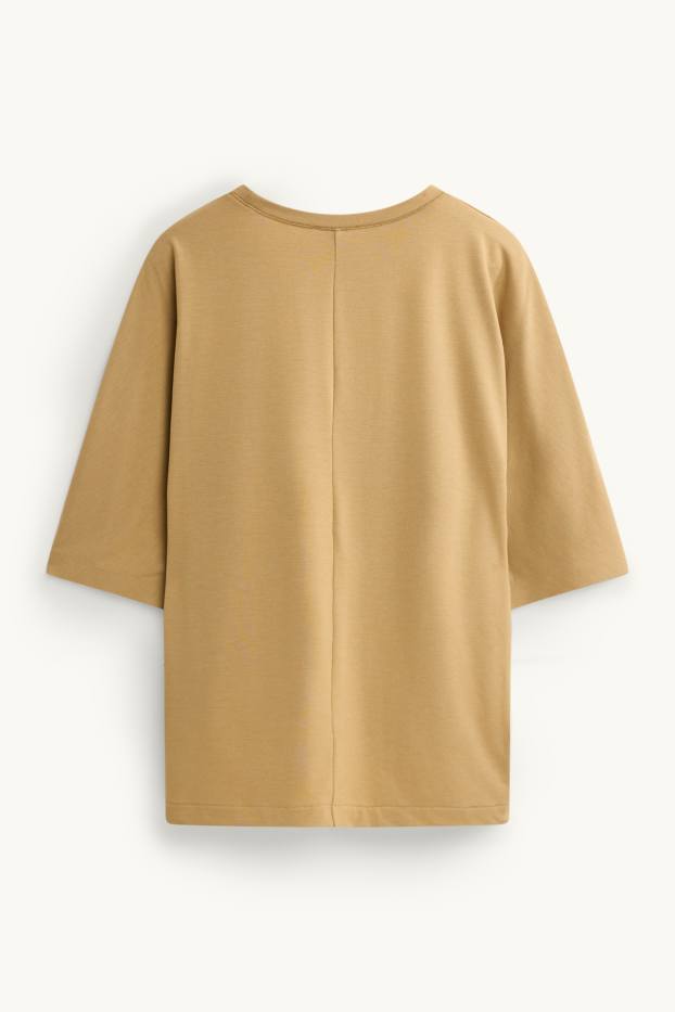 Damen - T-Shirt - Relaxed Fit - hellbraun