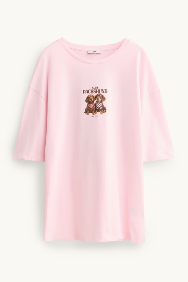 Women - T-shirt - oversized - rose