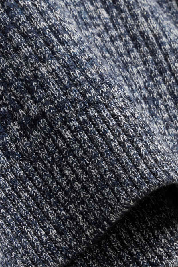 Hommes - Pull - finition côtelée - gris chiné