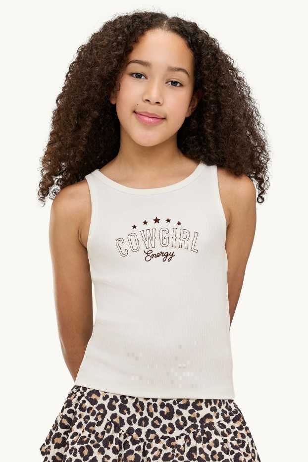 Children Girls - Multipack of 2 - teddy bear and star - top - ribbed - brown / cremewhite