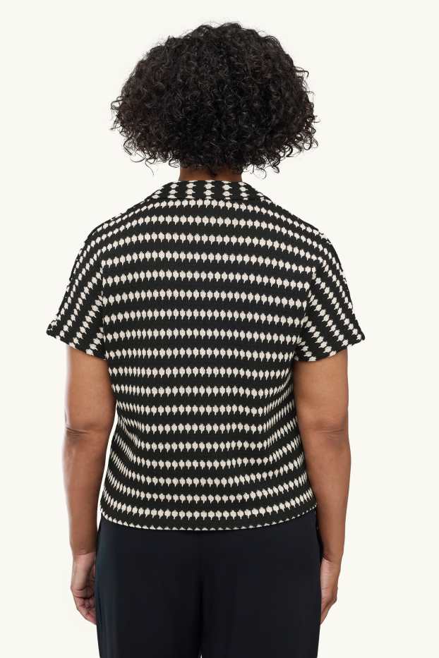 Femei - Cardigan tricotat - cu dungi - negru / alb
