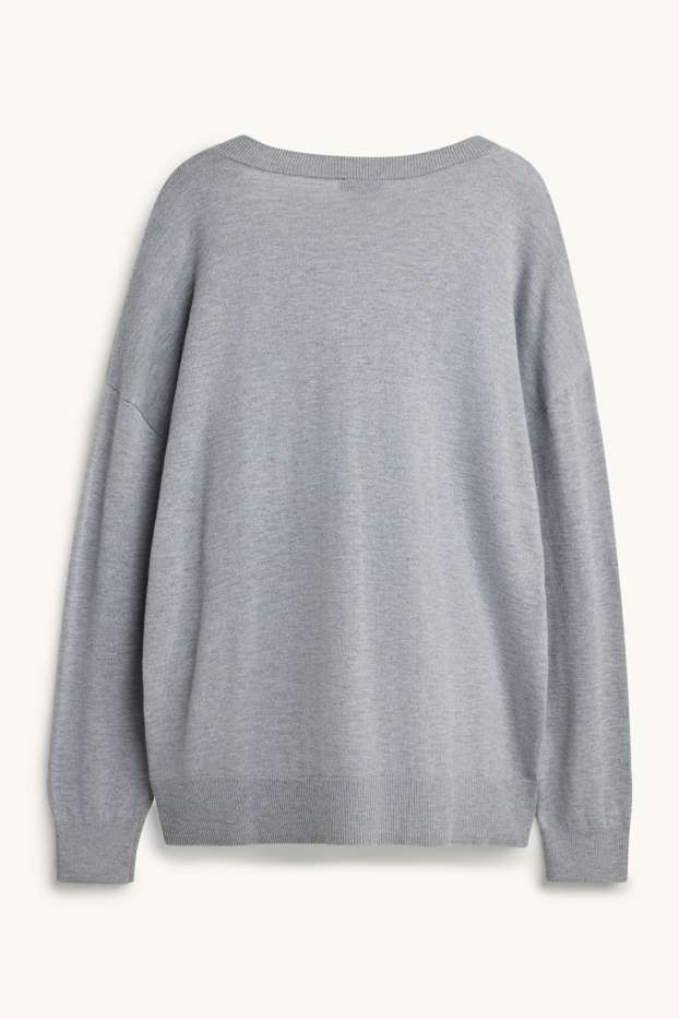 Femmes - Pull avec encolure en V - gris