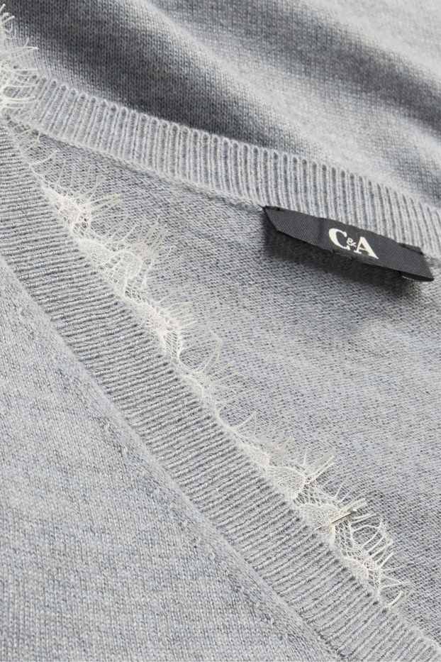 Femmes - Pull avec encolure en V - gris