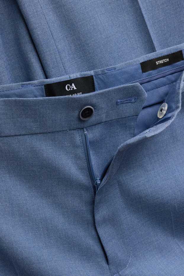 Uomo - Pantaloni coordinabili - regular fit - tessuto elasticizzato - blu melange