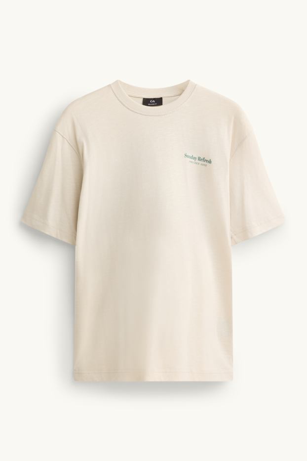 Hommes - T-shirt - relaxed fit - crème