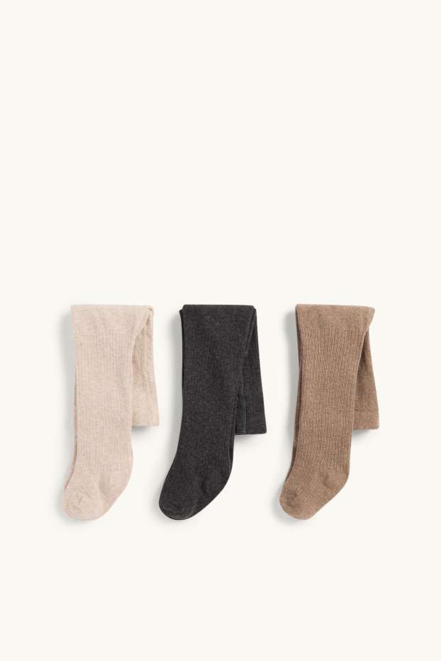 Baby Buben - Multipack 3er - Baby-Strumpfhose - gerippt - grau / beige