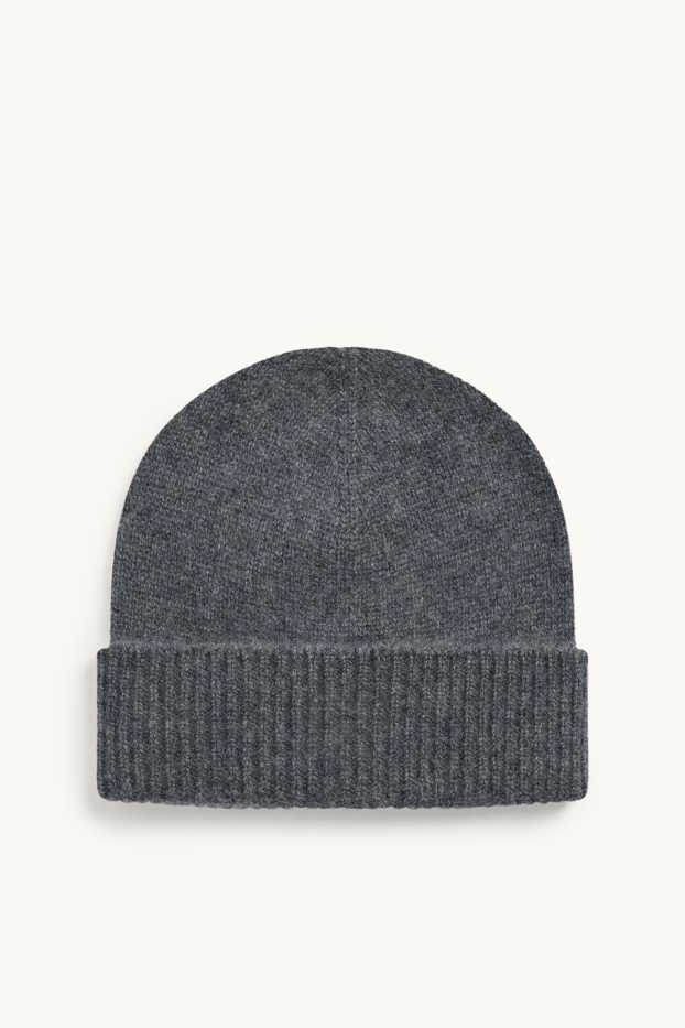 Women - Cashmere beanie - dark gray melange