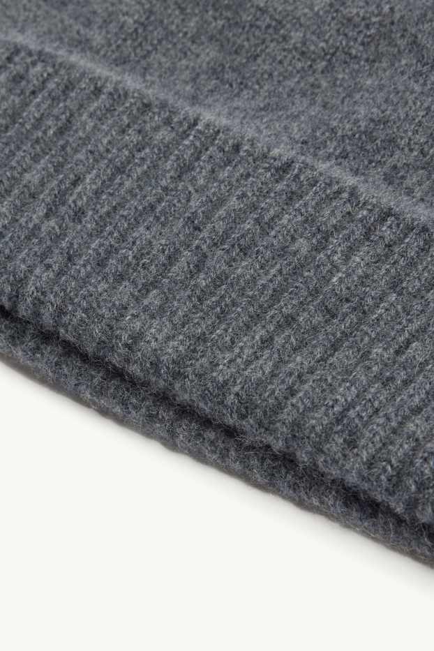 Women - Cashmere beanie - dark gray melange